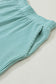 Mist Blue Corded V Neck Slouchy Top Pocketed Shorts Set