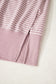 Purple Stripe Thumbhole Side Slits Drop Shoulder Loose Fit Hoodie