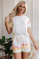 White Rainbow Striped T Shirt and Shorts Set