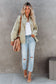 Green Distressed Fringe Trim Denim Jacket