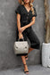 Black Dolman Button Belted V Neck Wide Leg Pocketed Jumpsuit