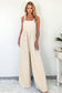 Beige Checkered Pocketed High Waist Wide Leg Overall