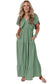 Textured V Neck Flutter Sleeve Ruffled Maxi Dress