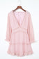 Pink Layered Ruffled Open Back Puff Sleeve Swiss Dot Mini Dress