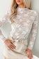 Black Sheer Floral Lace Mesh Mock Neck Long Sleeve Top