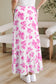 Black Boho Floral High Waist Ruffle Split Maxi Skirt
