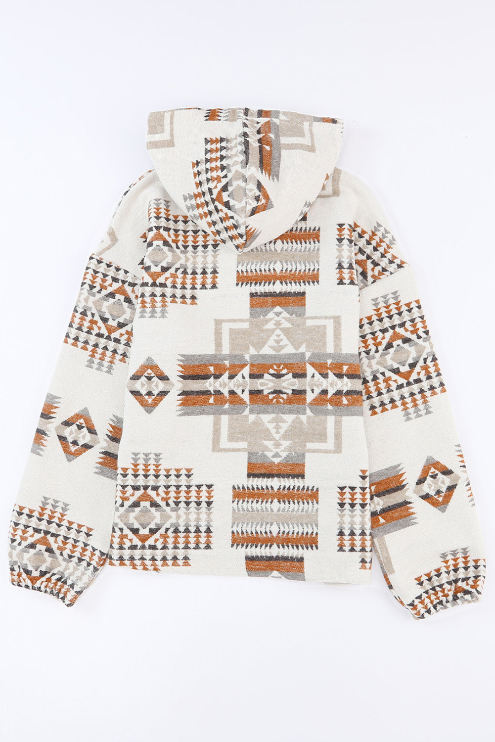 Aztec Print Kangaroo Pocket Half-Zip Hoodie