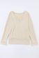 Lace Trim Apricot V Neck Long Sleeve Top