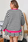 Black Stripe Color Block Edge Pullover and Shorts PLus Size Set