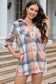 Pink Plaid Roll-tab Sleeve Side Slit Shirt Dress