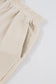 Beige Corded V Neck Slouchy Top Pocketed Shorts Set