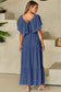 Textured V Neck Flutter Sleeve Ruffled Maxi Dress