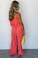 Pink Ruffle Tiered Cami Pleated Wide Leg Pants Set