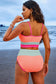 Burgundy Color Block High Waisted Sexy Bikini Set