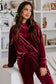 Red Solid Velvet Two Piece Lounge Set