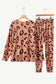 Pale Chestnut Leopard Long Sleeve Top and Drawstring Pants Set