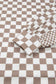 Khaki Double Checkered Patchwork Tie Neck Oversize Hoodie