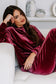 Red Solid Velvet Two Piece Lounge Set