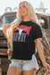 Black Western HOWDY Steer Head Print Side Slits Loose Fit T Shirt