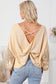 Apricot Sequin Sleeve Open Back Waffle Knit Top