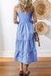 Sepia Rose Ribbed Vest Patchwork Tiered Midi Dress with Pockets