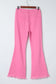 Pink Vintage High Waist Flare Leg Ripped Raw Hem Jeans