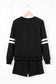 Orange Varsity Striped Sleeve Drop Shoulder Sweatshirt and Short Set