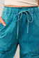 Lapis Mineral Wash Lace-up High Waist Raw Hem Patched Pocket Pants