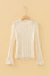 Apricot Flounced Long Sleeve Mock Neck Sheer Lace Top