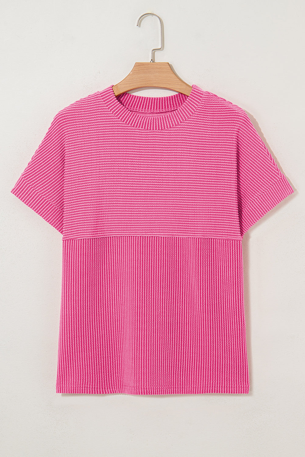 Myosotis Plain Corded Knit Mock Neck T Shirt