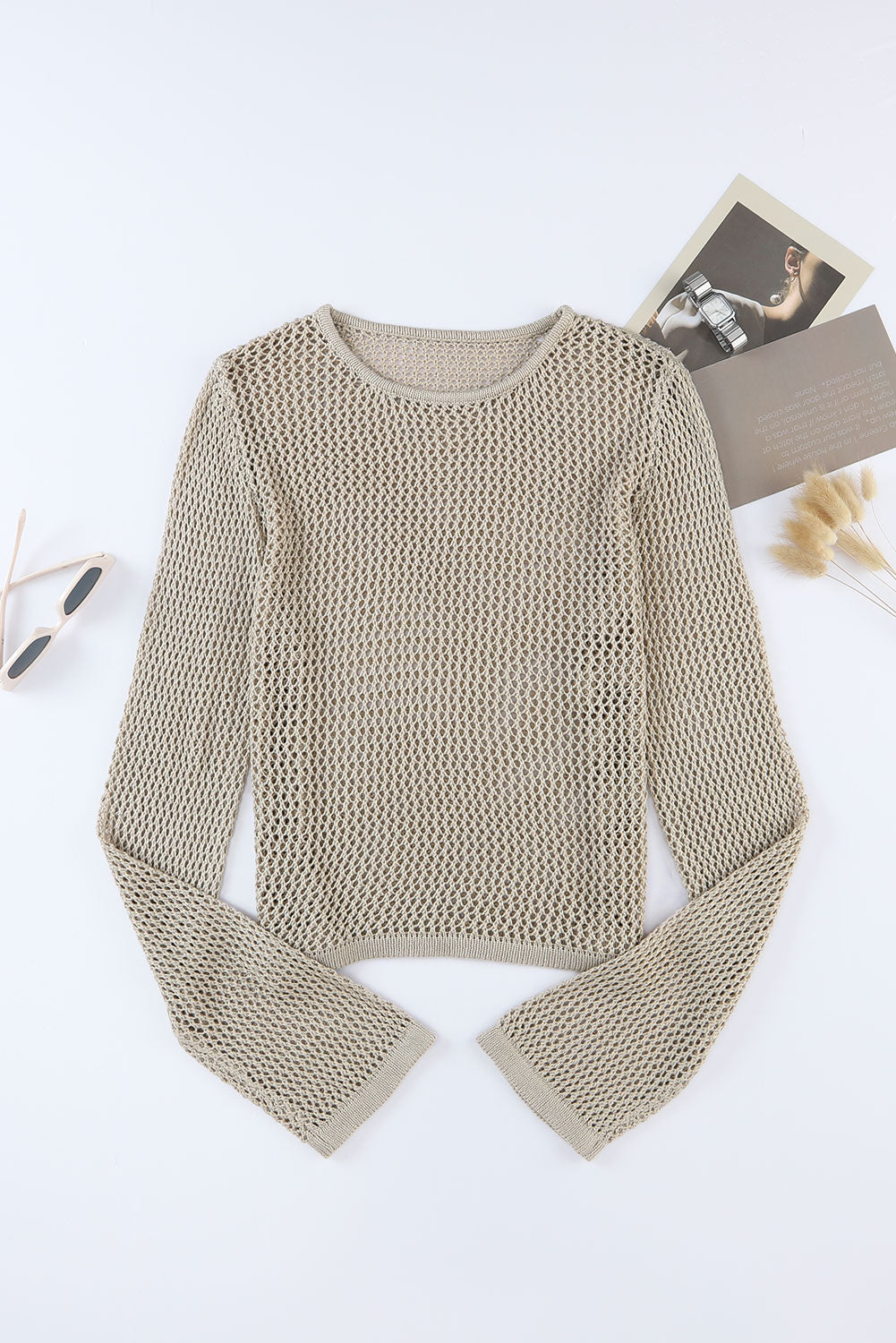 Knit Long Sleeve Khaki Top