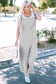 Light Grey Textured Self-Tie Strap Wide-Leg Overalls