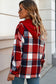 Fiery Red Hooded Plaid Button Front Shacket