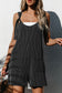 Dark Grey Striped Print Knotted Straps Pocketed Romper