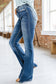 Sky Blue Medium Wash High Rise Flare Jeans