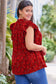Black Rose Floral Print Ruffle Sleeve Plus Size Shift Top