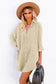 Blue Corduroy Shirt Style Full Button Long Sleeve Shift Mini Dress