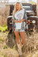Multicolour Asymmetric Printed Patchwork Sleeve Peace Desert Graphic Top