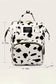 White Cow Print Multi Pocket Canvas Backpack