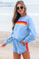 Black Striped Accent Pullover and Shorts Two Piece Casual Set