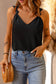 Black V Neck Knotted Shoulder Tank