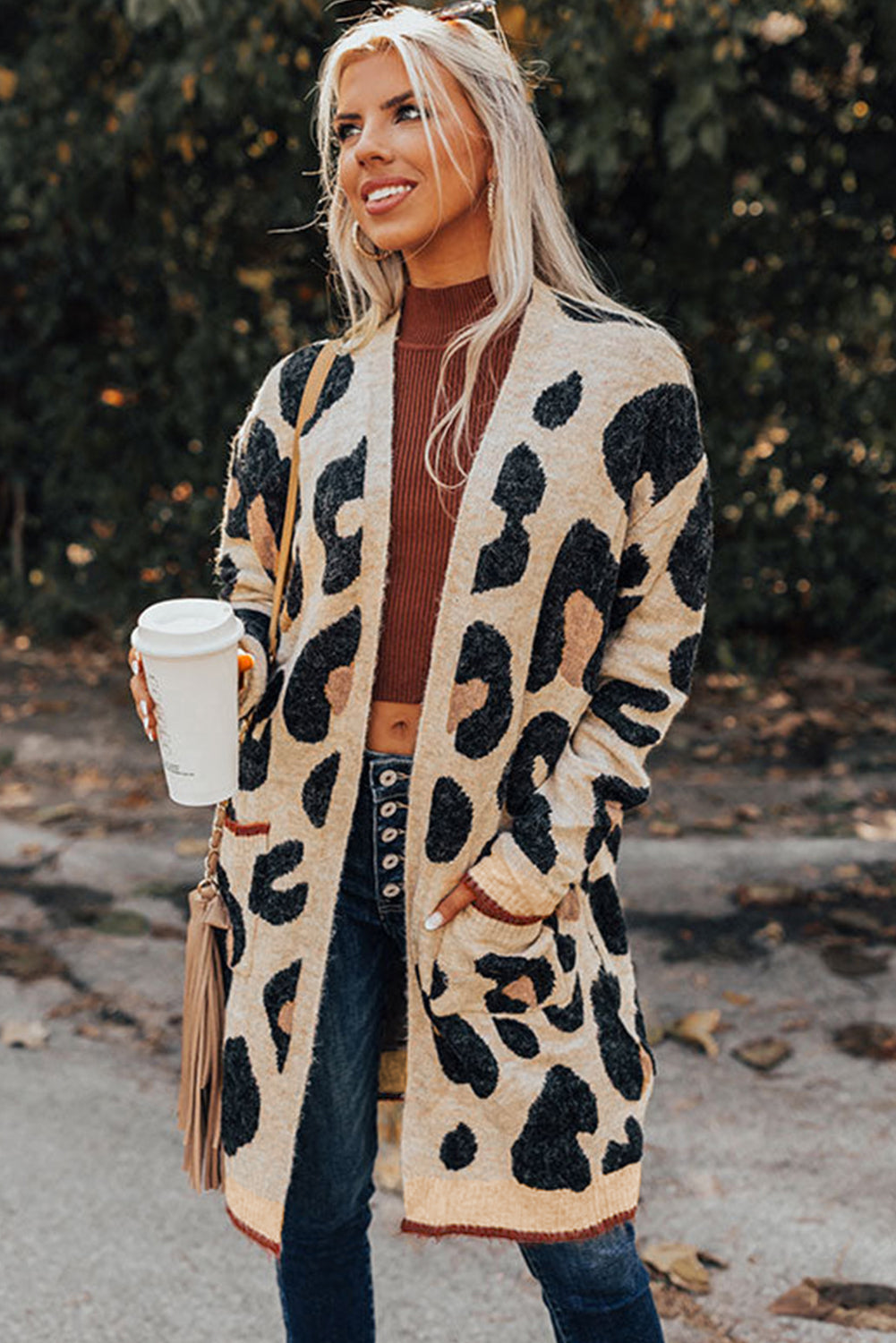 Leopard Animal Print Open Midi Cardigan