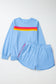 Black Striped Accent Pullover and Shorts Two Piece Casual Set