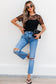 Black Bow Knot Dotted See-through Mesh Patched Slim Fit Blouse