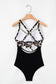 Black 2-tone Crossed Cutout Backless Monokini