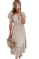 Oatmeal Lace V Neck Ruffled Sleeve Empire Waist Dress