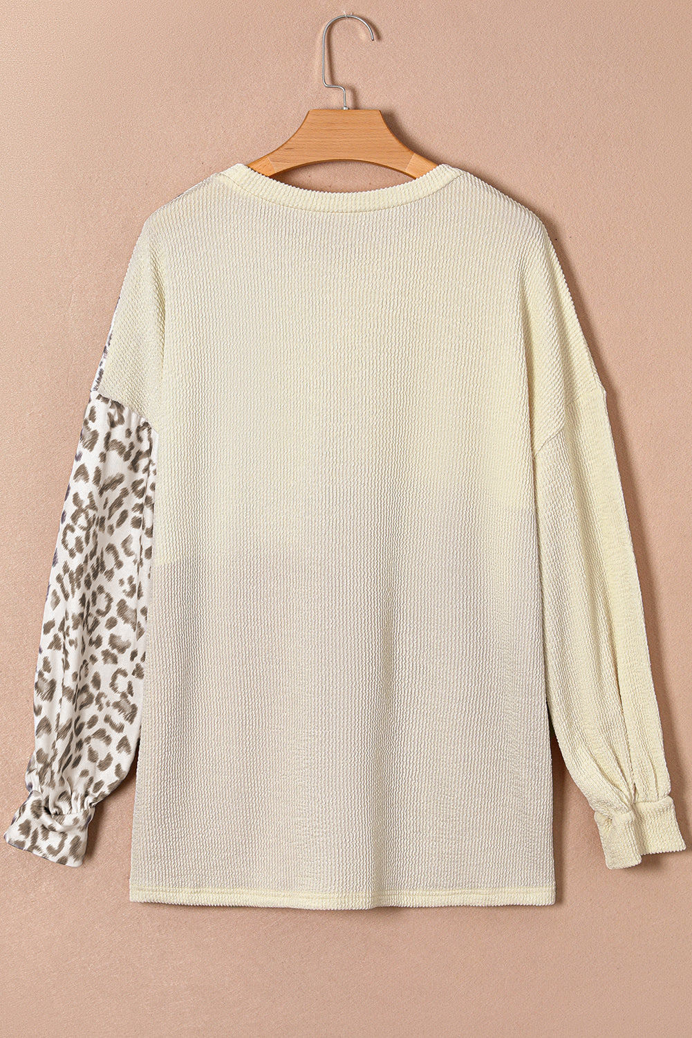 Ribbed Color Block Leopard Plus Size Top