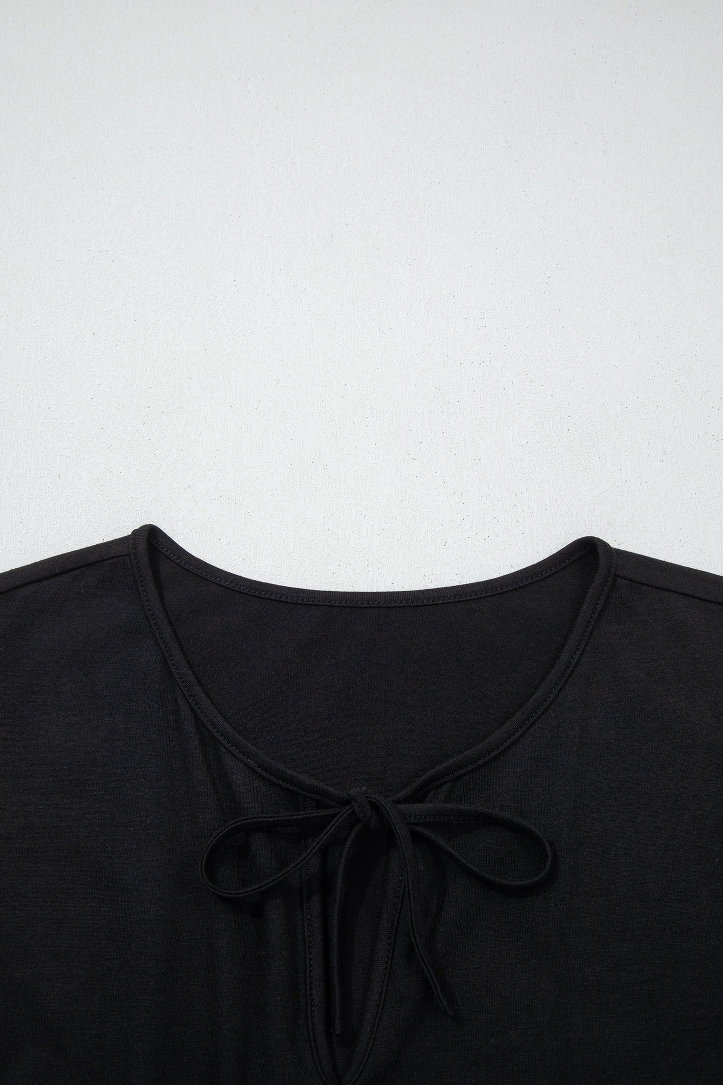 Black Plus Size Solid Color Bow Tie Peplum Tank Top
