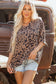 Brown Leopard Print V Neck Half Sleeve Oversized Tee