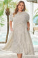 Beige Plus Size Leopard Print Frill Trim Short Sleeve Flared Dress